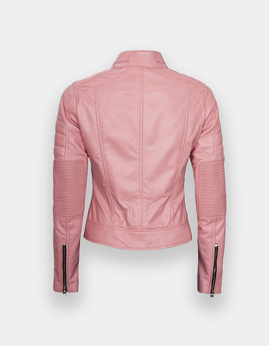 Women's Leather Jacket, New women's Pink leather jacket made of 100% Original lambskin leather